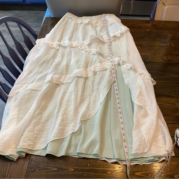 Romwe Fairycore Mermaid Solid Ruffle Trim Asymmetrical Hem Skirt - Picture 7 of 8